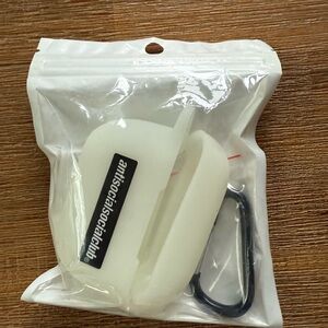 Anti Social Social Club White AirPods Case with Black Clip